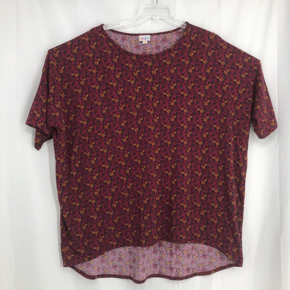 LuLaRoe 3XL Floral Dark Red Classic T Top Scoop Neck